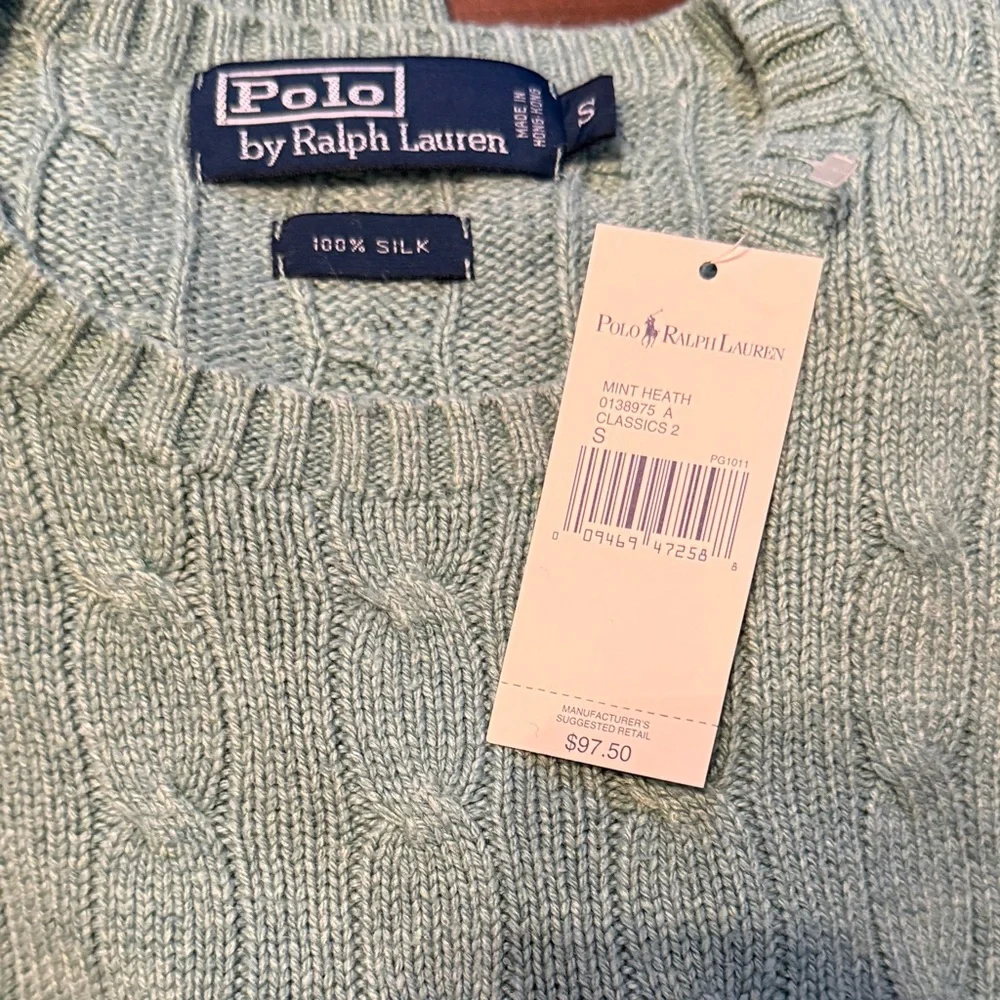 Polo by Ralph Lauren Men's Mint Cable Knit Sweater - Picture 2 of 2